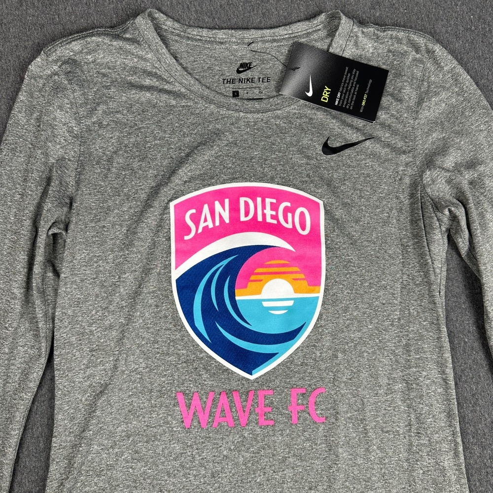 Nike San Diego Wave FC Legend LS Tee Womens S Gray Dri-Fit NWT NWSL Soccer